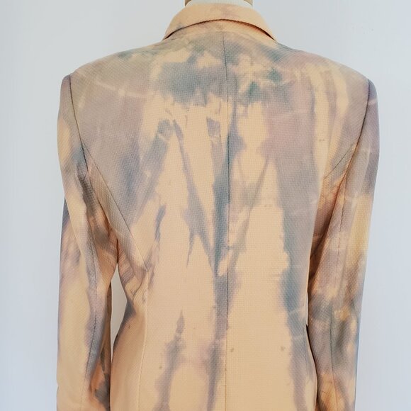 Escada cashmere jacket blazer blue purple pink peach gray tie dyed 6 8 10 large - Picture 4 of 11